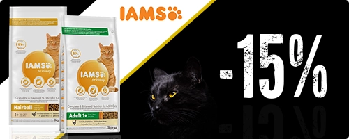 Sconto del 15% sul cibo per gatti Iams
